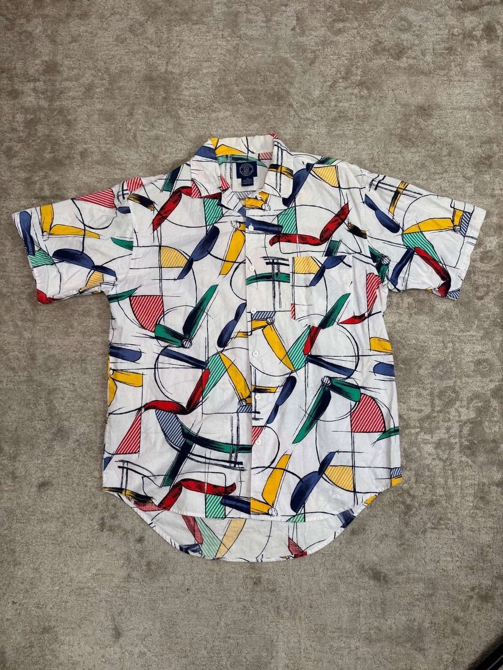 Vintage 90s GAP Abstract Geometric AOP Shirt Men M Cotton Button Up